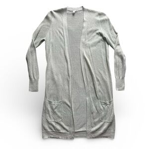 Halogen Linen Viscose Blend Open Front  Duster Sweater